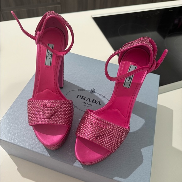 Prada Women's Pink Embellished Heels - Picture 4 of 12